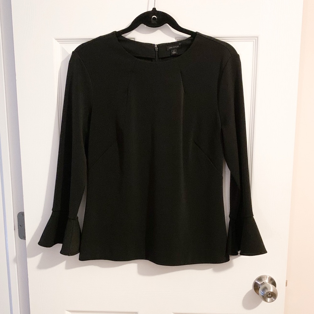 Ann Taylor fitted top with bell sleeves size M